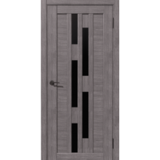 Дверь межкомнатная Дубрава Сибирь Рада ШТРИХ Дуб грей, стекло черное